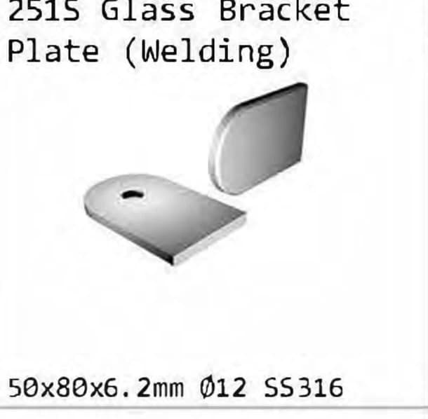 251S Weld-on glass bracket plate