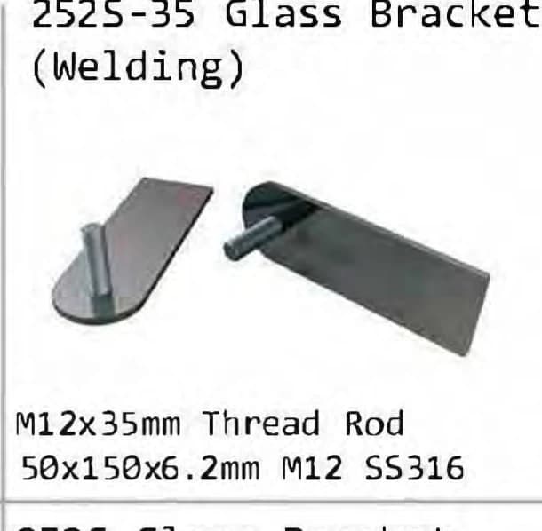 252S-35 Weld-on glass bracket