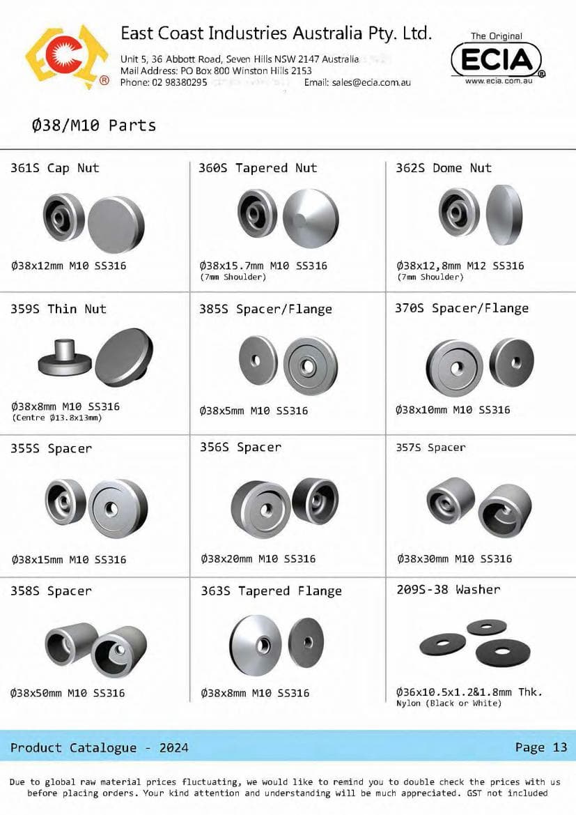M10 & M8 components from the ECIA product catalogue