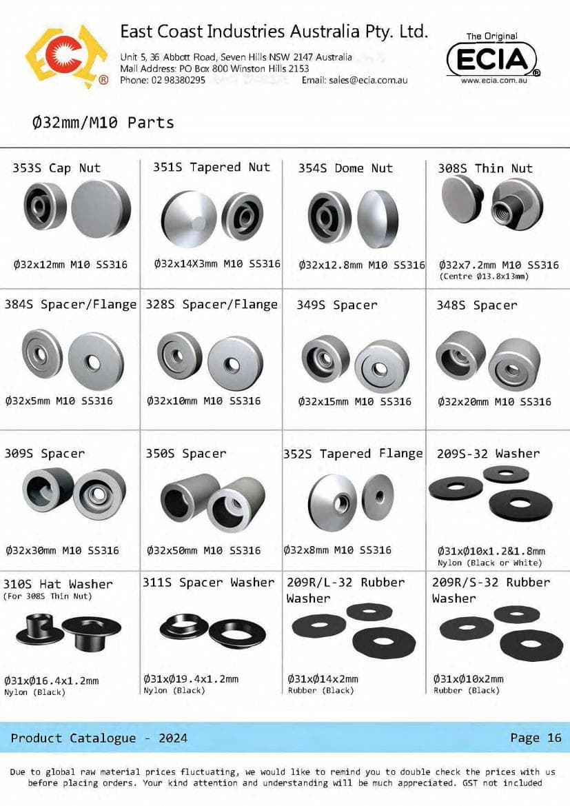 M6 precision components from the ECIA product catalogue