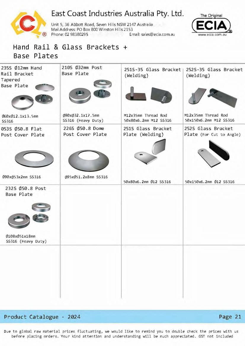 Base plates from the ECIA product catalogue